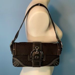 Coach Black Canvas Leather Handbag Shoulderbag